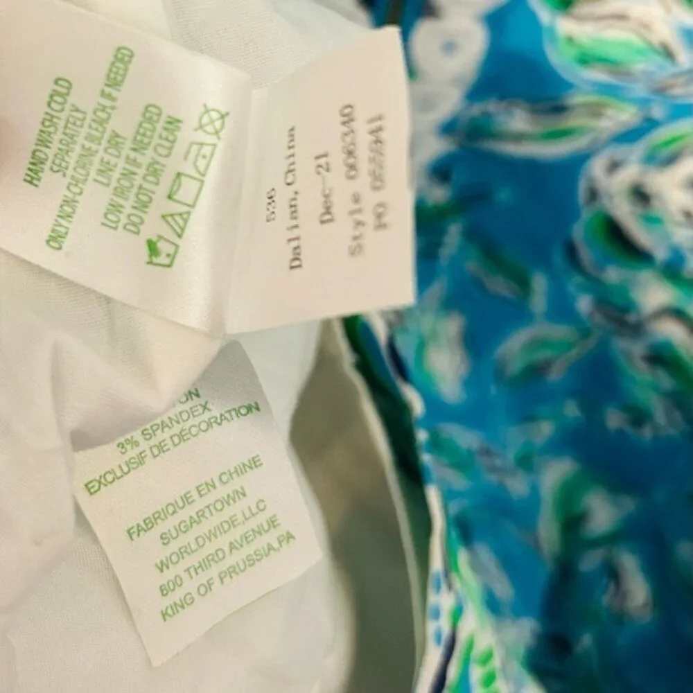 Lilly Pulitzer Turquoise Oasis Outta Line Engineered white Lace Shift dress Sz 8 - Picture 10 of 12